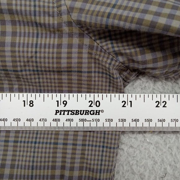 Hugo‎ Boss Shirt Mens Large Dark Gray Plaid Slim Fit Button Up Dressy Office - Picture 6 of 8